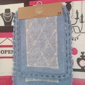 2 hand-crocheted MADE IN INDIA bath mats